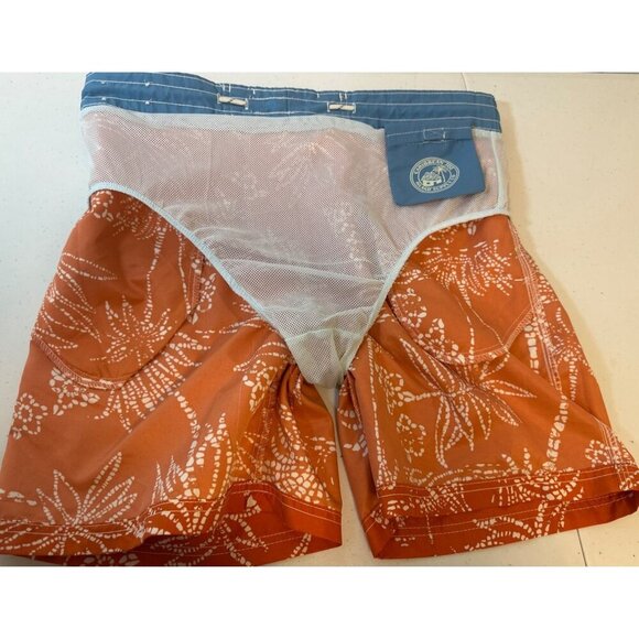 Caribbean Joe Mens Orange Tropical Print Swim Trunks, Large - Picture 7 of 7